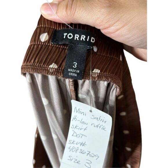 Torrid Brown Polka Dot High Low‎ Ruffle Skirt Size 3X NWT - Picture 6 of 8